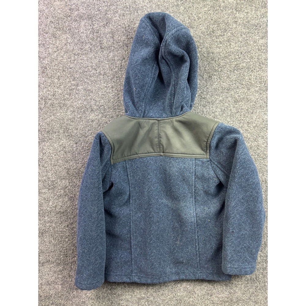 REI Fleece Hoodie Boys XXS 4/5 Blue Herringbone Full Zip Sherpa Lined Jacket - Picture 6 of 7